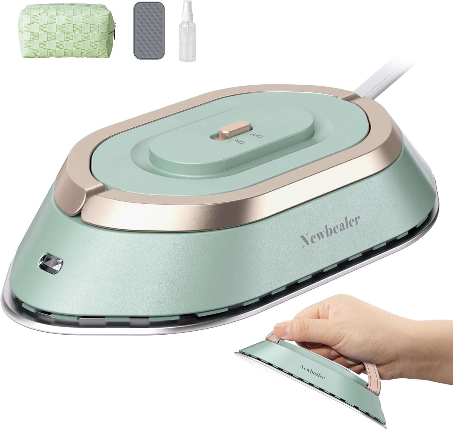 mint green color travel iron