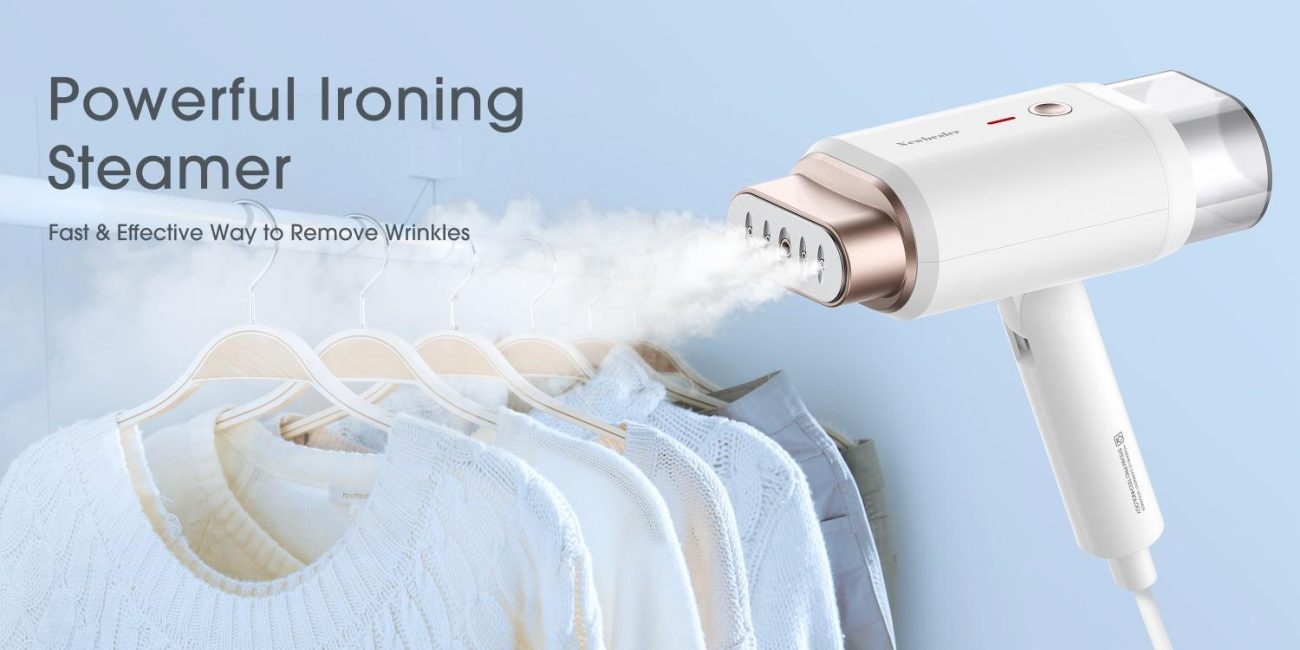 powerful ironing steamer removing wrinkles from clothes