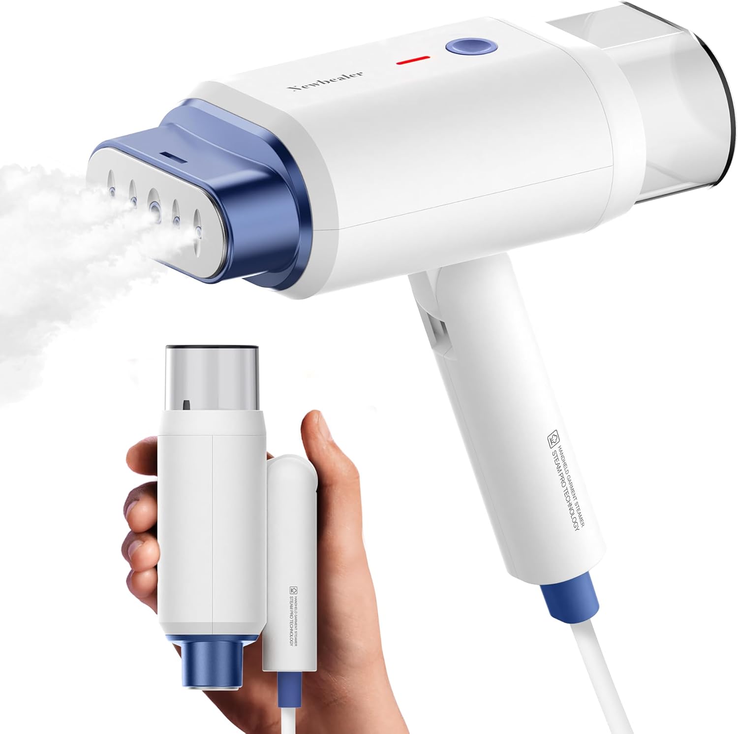 Handheld Clothes Steamer-white blue