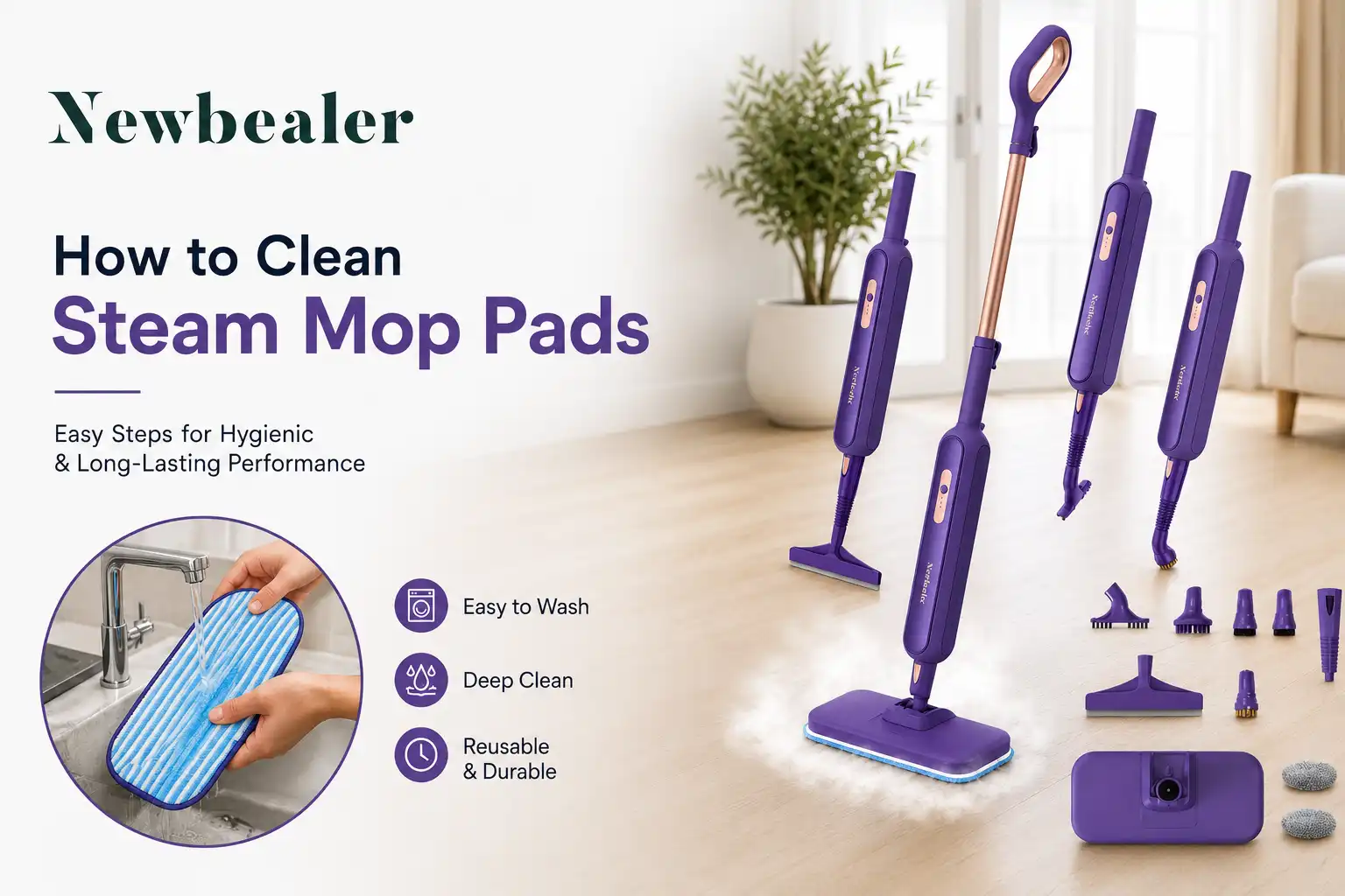 Learn how to properly clean, wash, and maintain reusable steam mop pads.